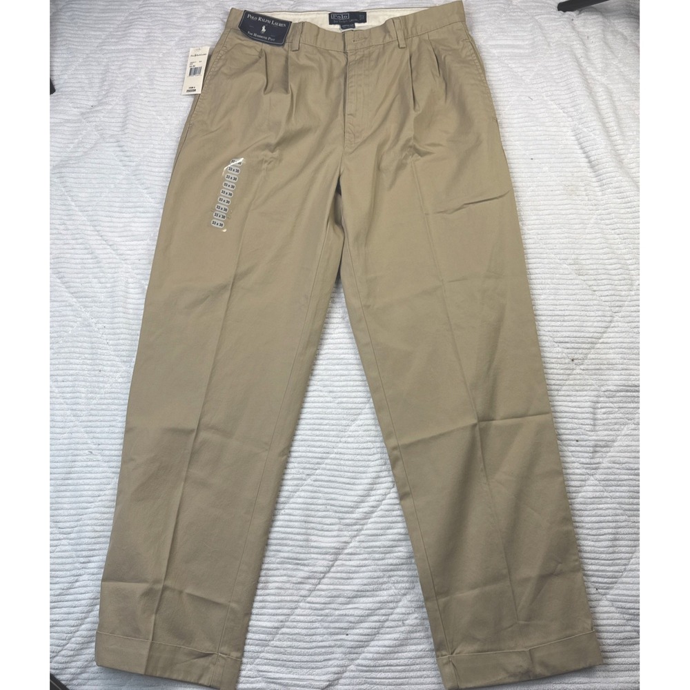 Polo Ralph Lauren Pants Mens 33x30 Tan The NWT Hammond Pant Pleated Cuffed